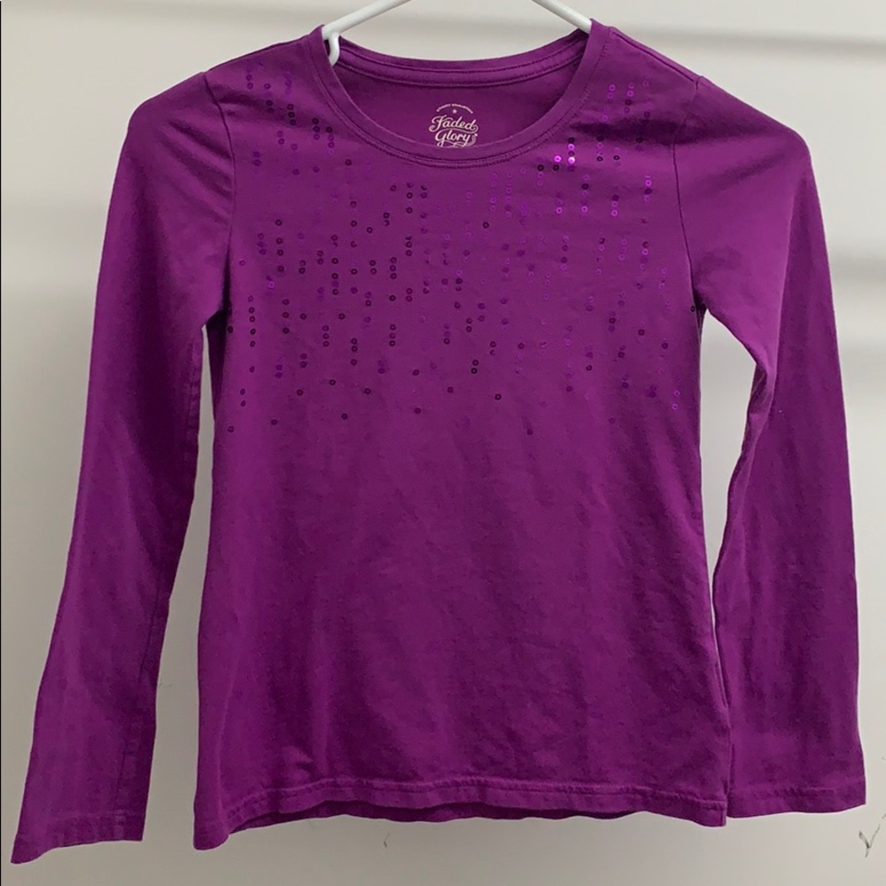 Faded Glory long sleeve purple sparkle tee size M